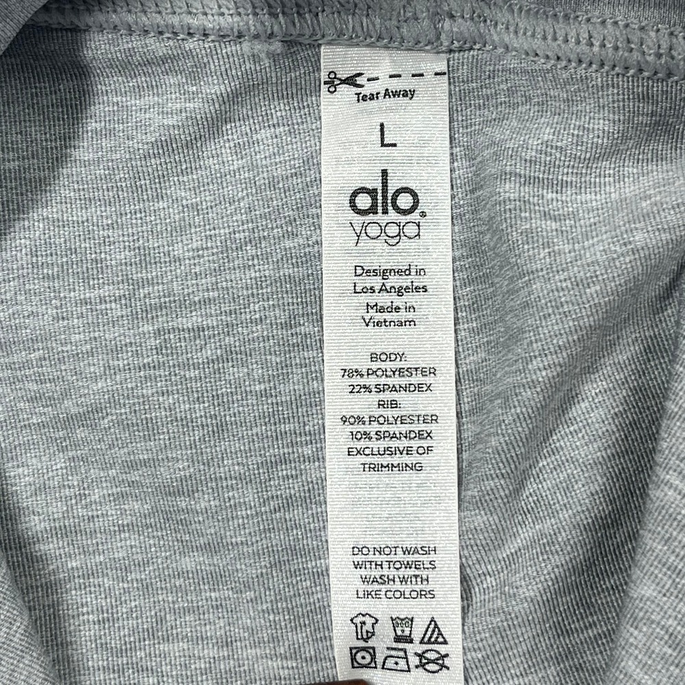 Alo Yoga Goddess Leggings Women Large Grey White Striped Ribbed High Waist - Picture 13 of 14